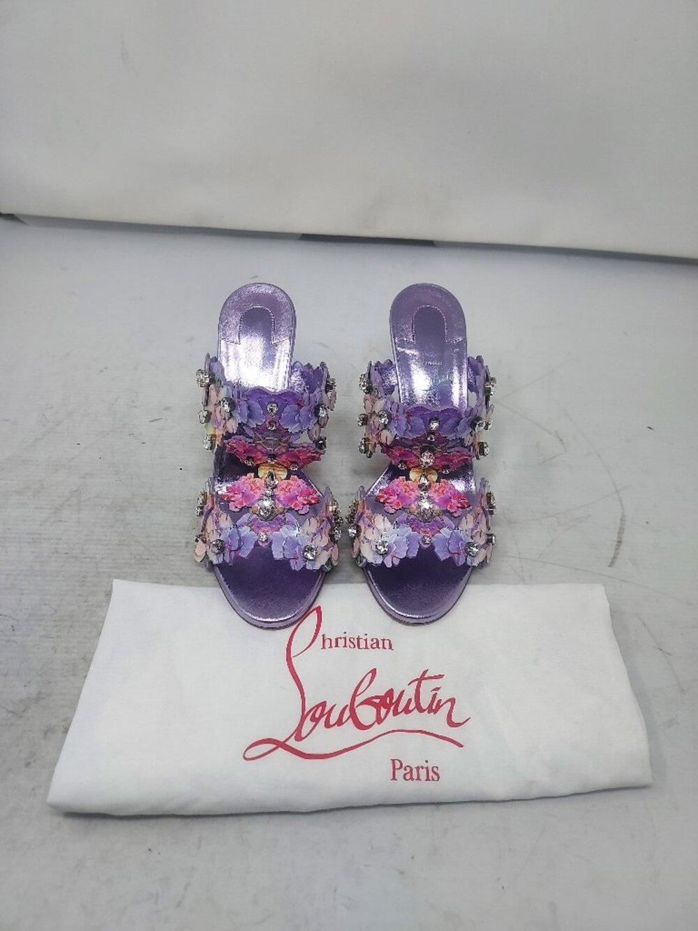 Christian Louboutin Purple Flora Jewel Heel Sandal - Picture 6 of 13